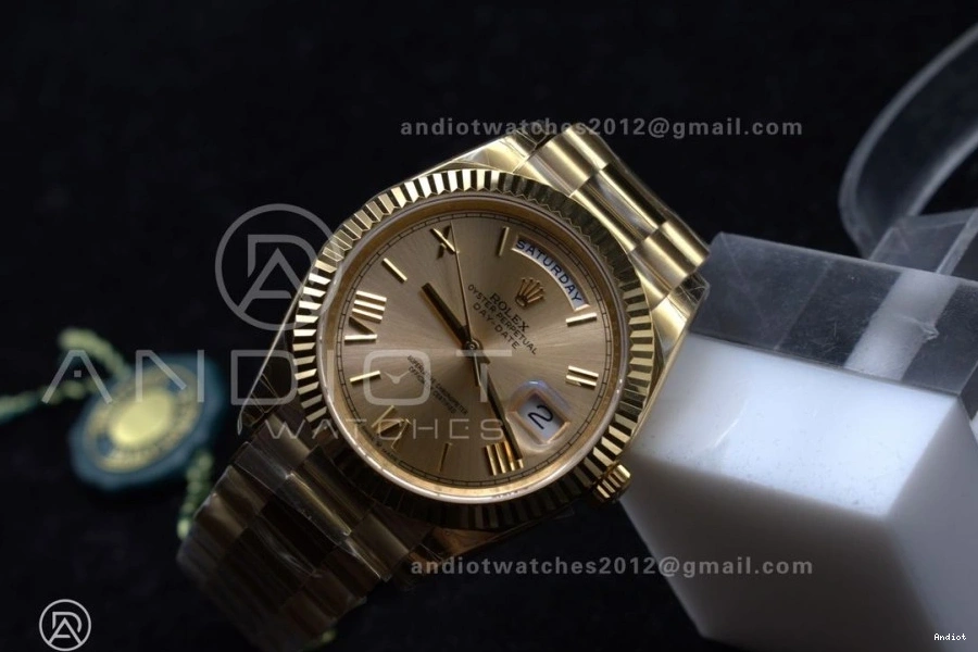 Dial Weight on Gold RG DayDate GSF A2836 40 President Roman Gain Bracelet 0128